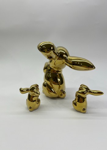 Rosenthal Gülen Tavşanlar Vintage Antika Gold Biblo Seti - Görsel 5