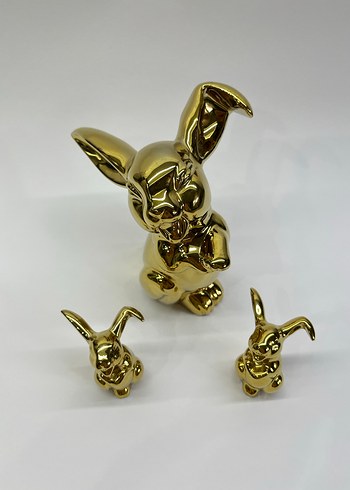 Rosenthal Gülen Tavşanlar Vintage Antika Gold Biblo Seti - Görsel 4