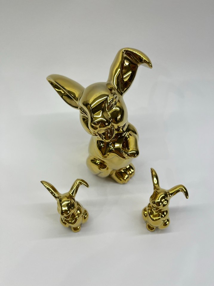 Rosenthal Gülen Tavşanlar Vintage Antika Gold Biblo Seti - Görsel 4