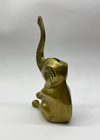 Vintage Antika Pirinç Fil Şekilli Kumbara - Görsel 4