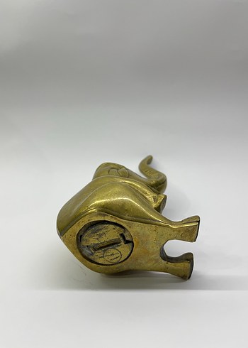 Vintage Antika Pirinç Fil Şekilli Kumbara - Görsel 6