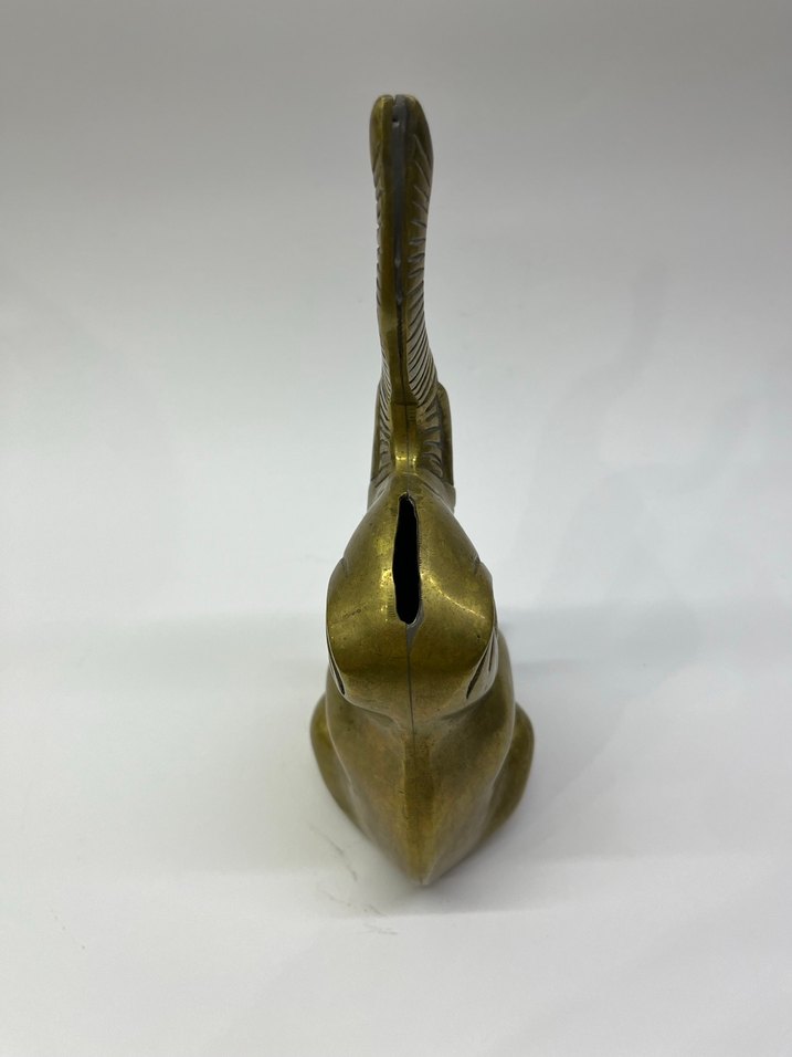 Vintage Antika Pirinç Fil Şekilli Kumbara - Görsel 5