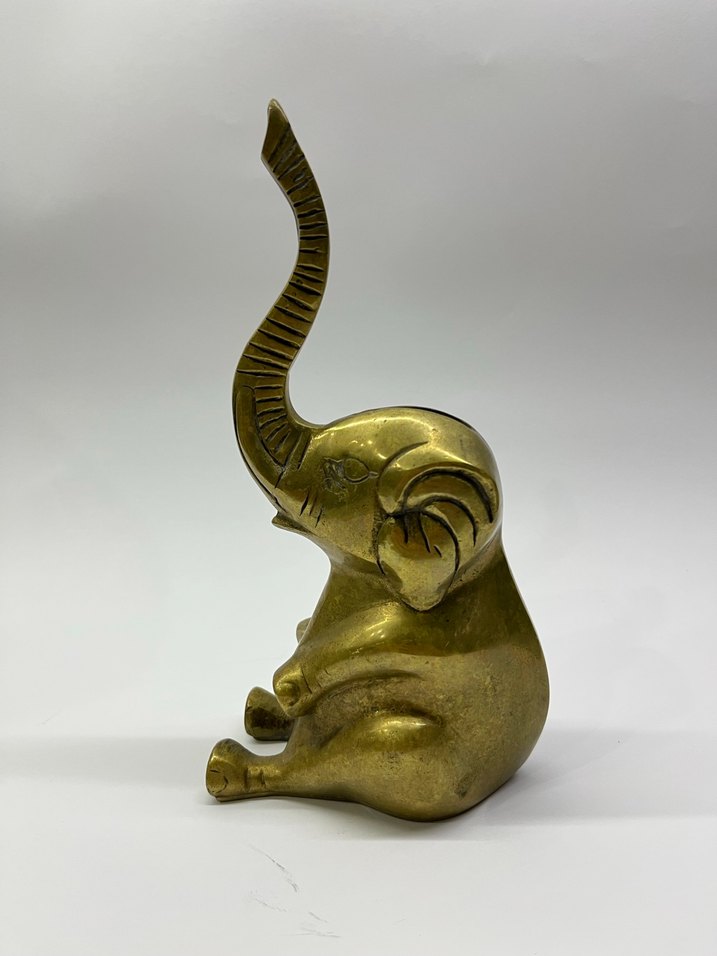 Vintage Antika Pirinç Fil Şekilli Kumbara - Görsel 3