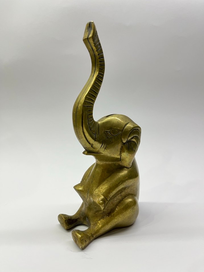 Vintage Antika Pirinç Fil Şekilli Kumbara - Görsel 2