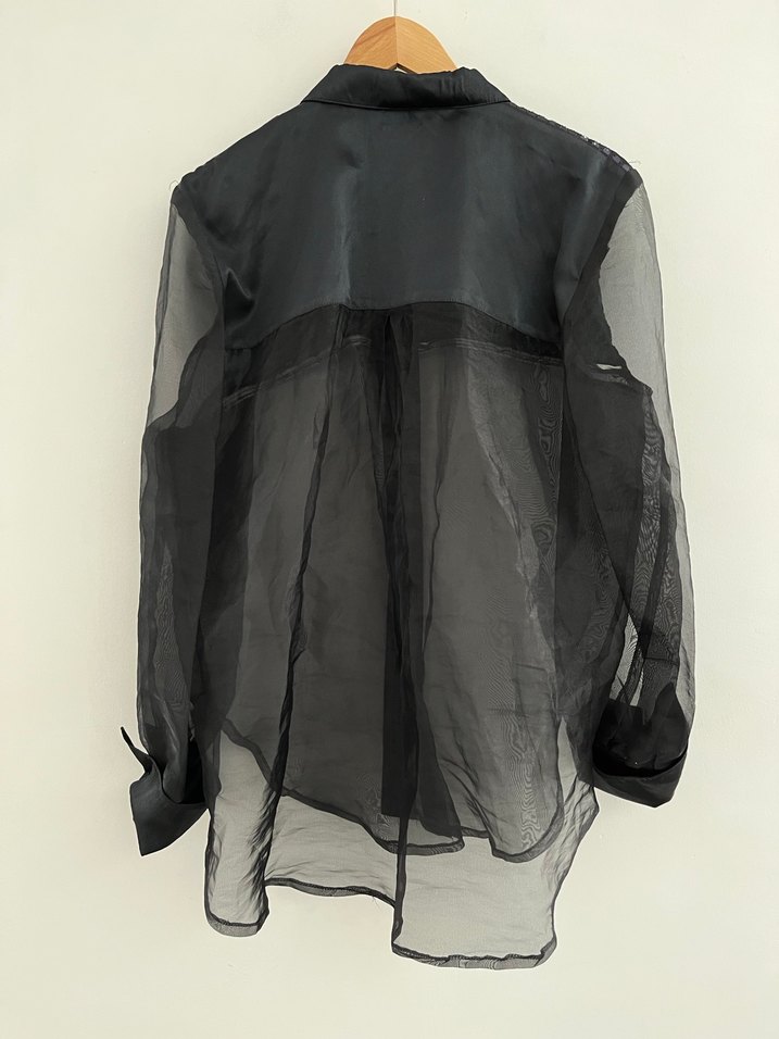 Vintage Payetli Tül Gömlek - Görsel 5