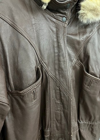 Vintage Kahverengi Deri Mont - Görsel 3