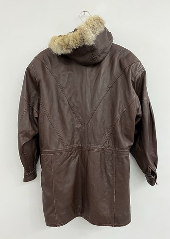 Vintage Kahverengi Deri Mont - Görsel 7