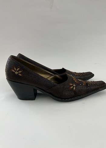 Vintage Kadın Deri Topuklu Ayakkabı - Görsel 4