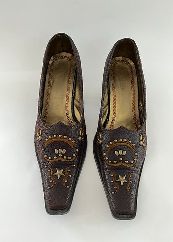 Vintage Kadın Deri Topuklu Ayakkabı - Görsel 2