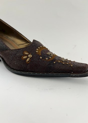 Vintage Kadın Deri Topuklu Ayakkabı - Görsel 6