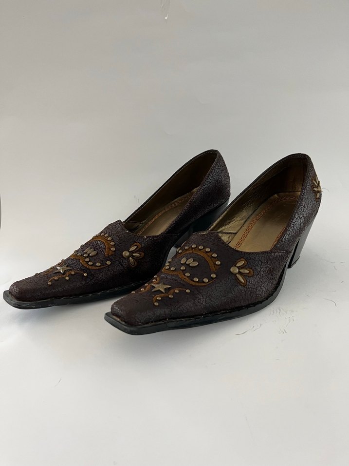 Vintage Kadın Deri Topuklu Ayakkabı - Görsel 3