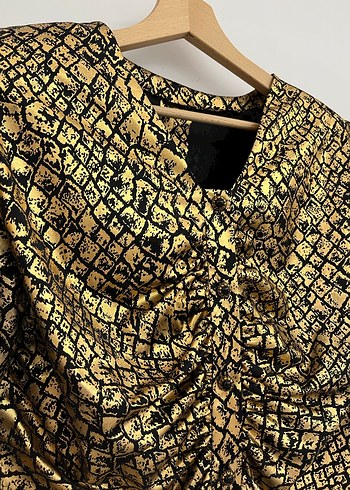 Vintage Gold Vatkalı Bluz - Görsel 2