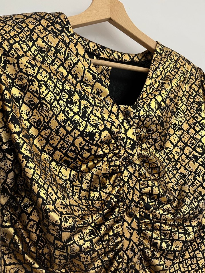 Vintage Gold Vatkalı Bluz - Görsel 2