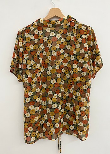 Vintage Çiçek Desenli Şifon Gömlek - Görsel 5