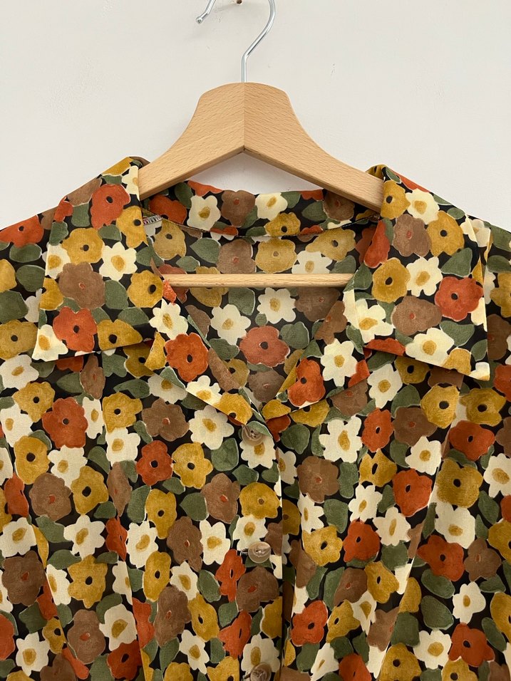 Vintage Çiçek Desenli Şifon Gömlek - Görsel 4