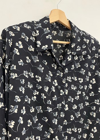 Vintage Çiçekli Vatkalı Şifon Gömlek - Görsel 2