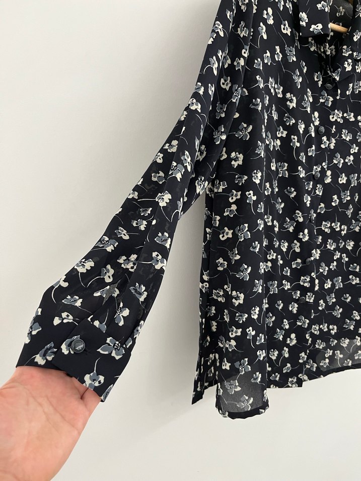 Vintage Çiçekli Vatkalı Şifon Gömlek - Görsel 4