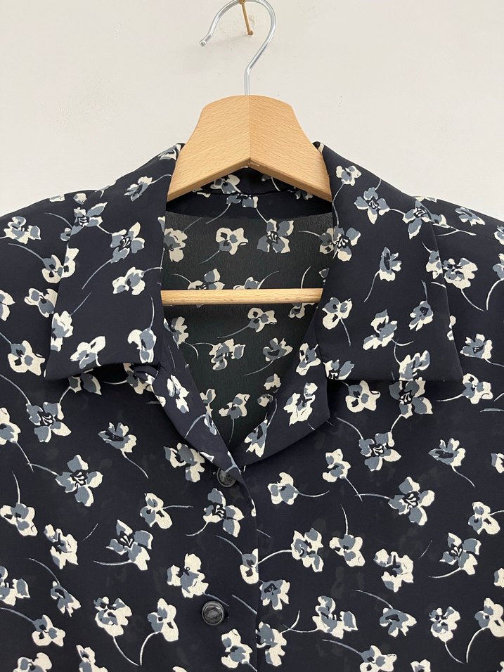 Vintage Çiçekli Vatkalı Şifon Gömlek - Görsel 3