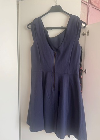 Kadın Lacivert V Yaka Kolsuz Elbise - Görsel 2