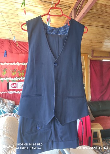 Koyu Mavi Erkek Düğmeli Klasik Kesim takım elbise - Görsel 5