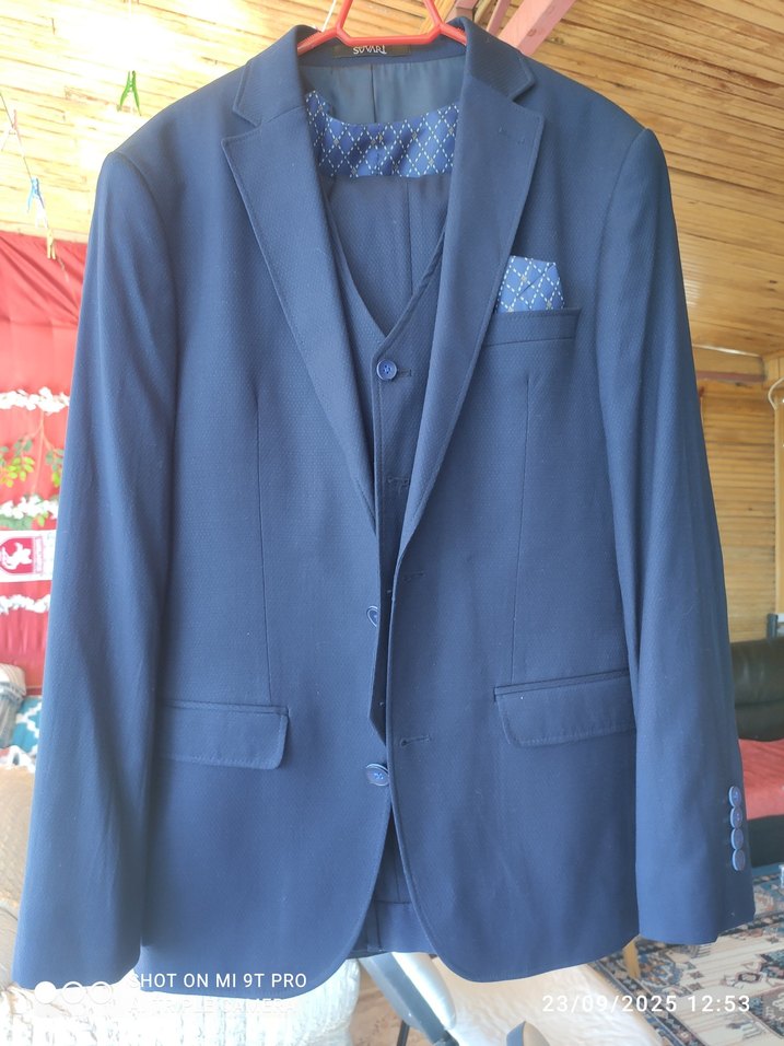 Koyu Mavi Erkek Düğmeli Klasik Kesim takım elbise - Görsel 4