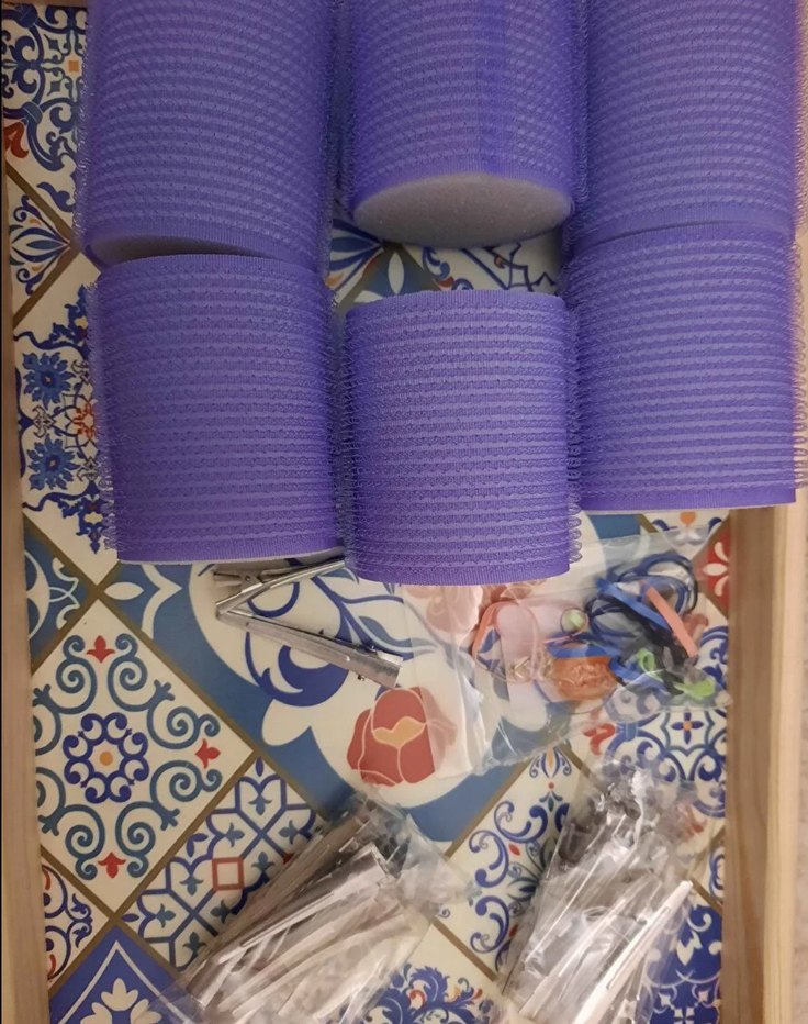 Mor Renkli Saç Pensleri ve Süngerli Rulo Seti - Görsel 3