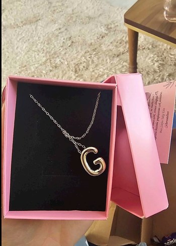 G Harfi Gri Zincir Kolye - Görsel 2