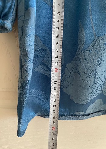 Düğmeli V Yaka Mavi Midi Elbise - Görsel 3