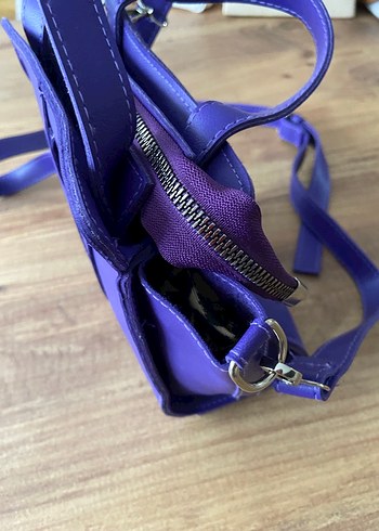 Mor Deri Kadın Çantası - Görsel 2