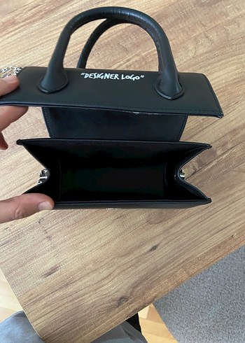 Zincir Detaylı Siyah Deri Kadın Çanta - Görsel 2