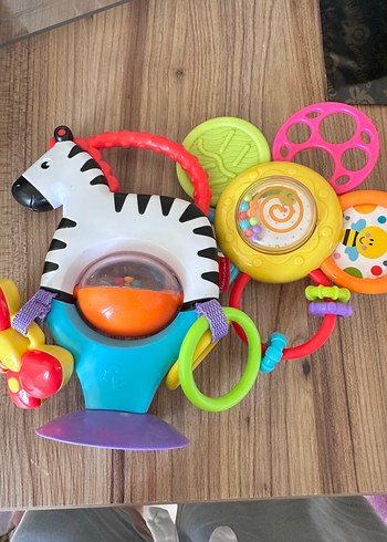Renkli Zebra Diş Kaşıyıcı ve Çıngırak mama sandalyesı oyuncagı