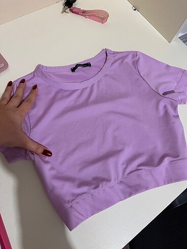 Pembe crop bluz - Görsel 2