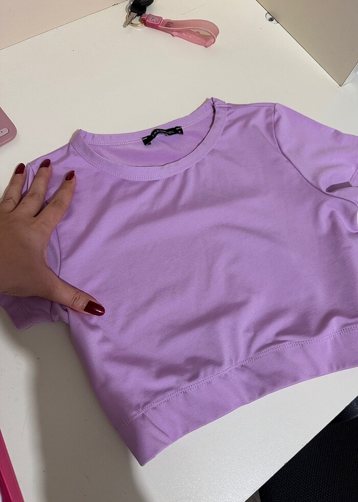 Pembe crop bluz - Görsel 2