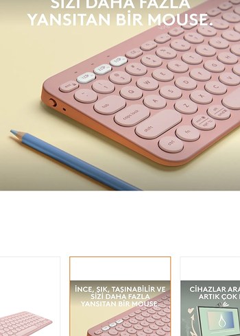 Logitech Pastel Pembe Taşınabilir logitech klavye
