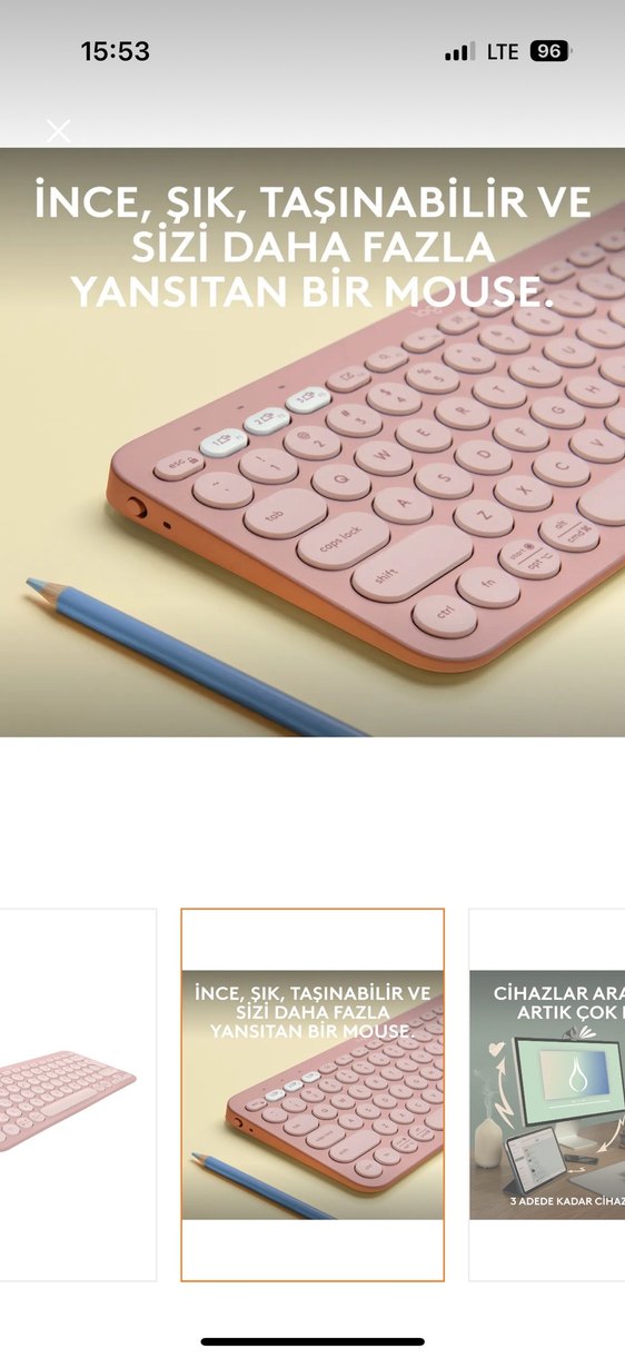 Pastel Pembe Taşınabilir logitech klavye - Görsel 2