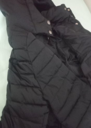 Kadın Siyah Uzun kaz tüyü kaban - Görsel 3