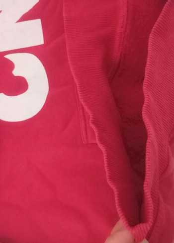 Kırmızı Kapüşonlu Baskılı Kadın Sweatshirt - Görsel 7