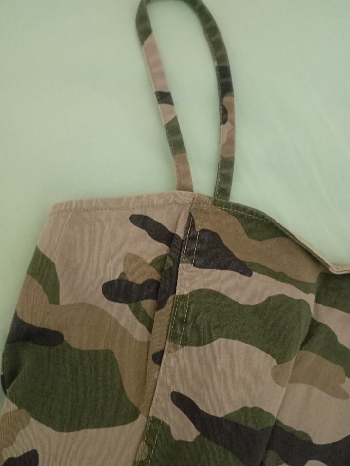 H&M Kadın Haki Kamuflaj Mini Elbise - Görsel 3