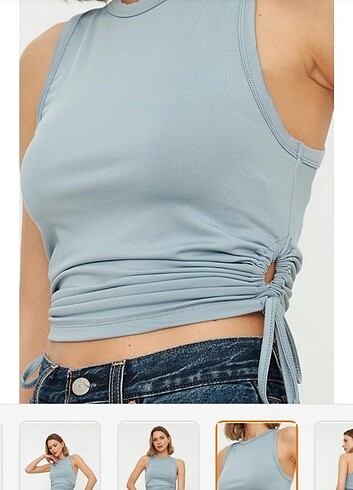 l Beden mavi Renk Bluz crop