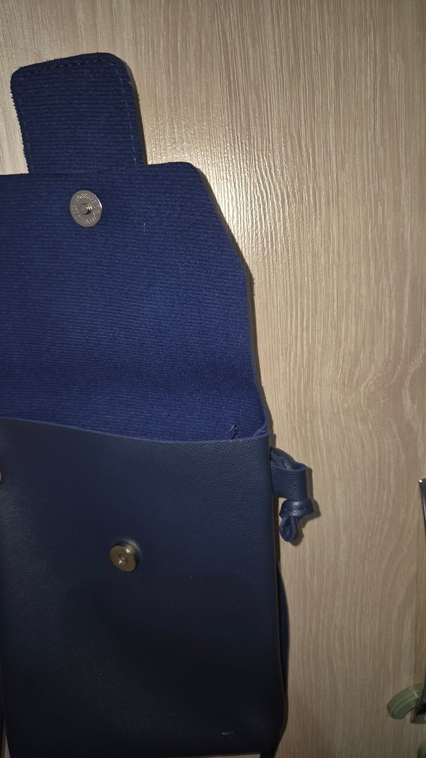 Mavi Deri Kadın Telefon Çantası - Görsel 2