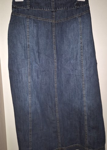 Setrems Düğmeli Mavi Kadın Midi Kot Etek - Görsel 2