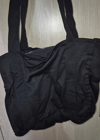 Siyah Baskılı Fermuarlı Kadın Çanta - Görsel 2