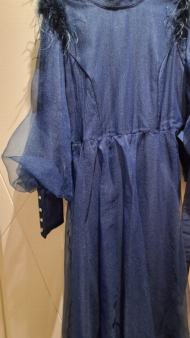 Satılık Lacivert Uzun Kollu Kadın Abiye Elbise - Görsel 3