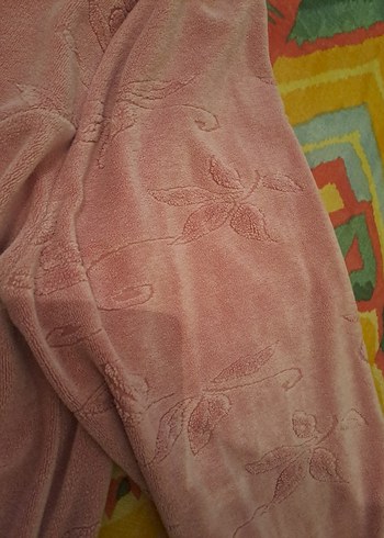 Nakışlı Pembe Kadın Uzun Kollu kadife elbise - Görsel 8