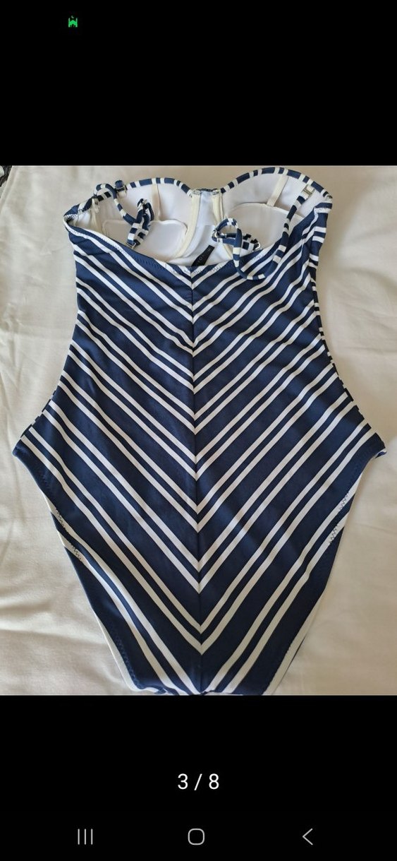 Lacivert Zebra Desenli Kadın Mayo - Görsel 3