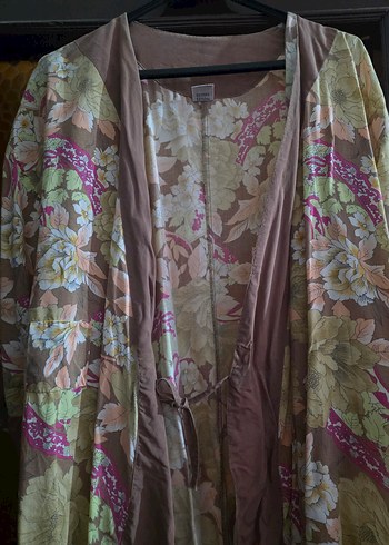 Uzun Bej Bohem Kimono - Görsel 3