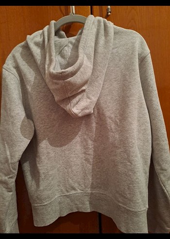s beden H&M MARKA Kadın Gri Kapüşonlu Baskılı Sweatshirt - Görsel 4