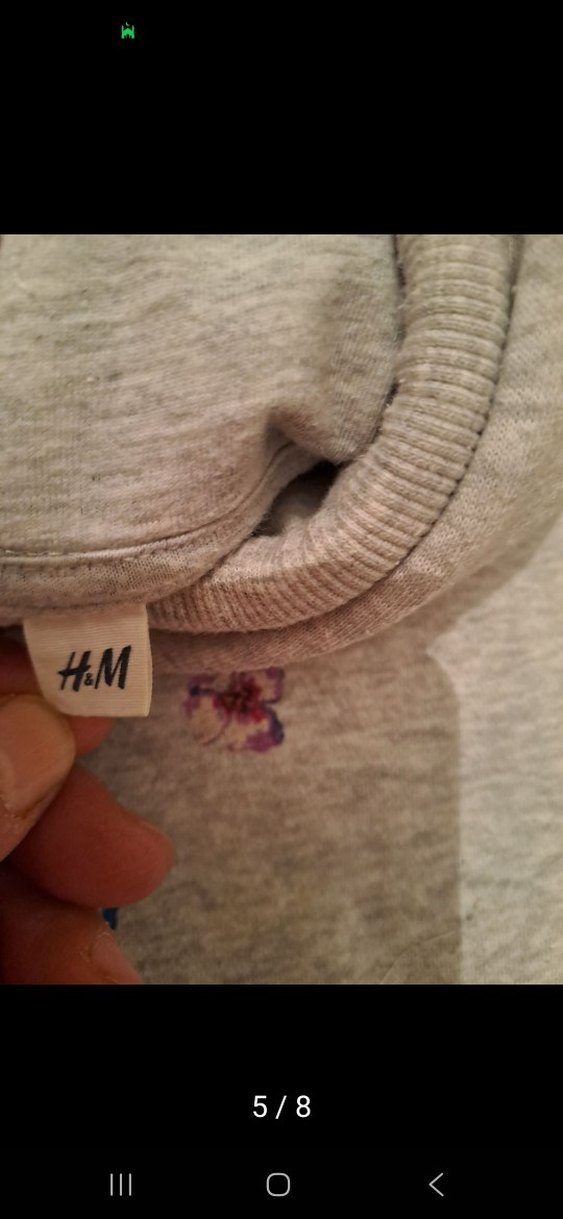 s beden H&M MARKA Kadın Gri Kapüşonlu Baskılı Sweatshirt - Görsel 5