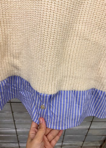 l Beden mavi Renk Zara Detaylı Mavi Çizgili Kadın Gömlek