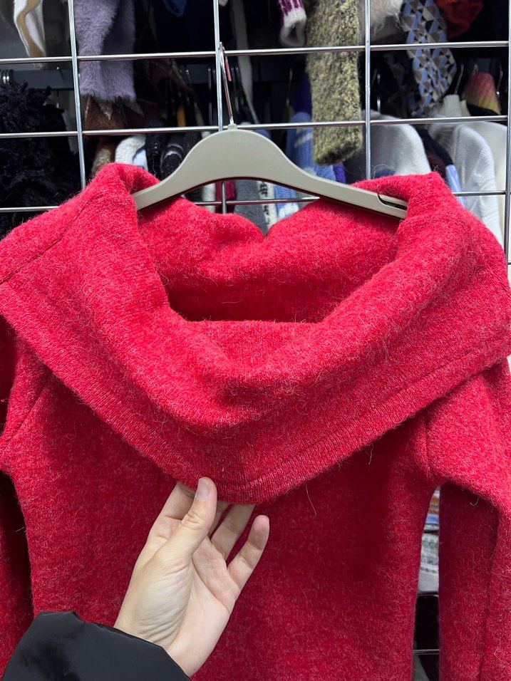 Kırmızı Triko Zara Kazak - Görsel 4